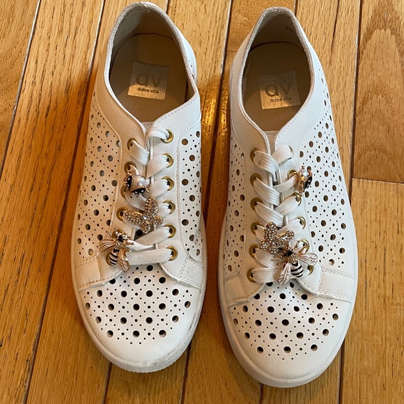 Dolce Vita Cream Perforated Sneakers with Charms - Picture 1 of 8